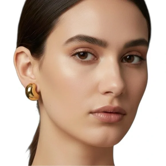 J.CREW ‘THE BEAN’ Structural Orb Earrings in Brushed Gold; Signed & NWT - Picture 6 of 11